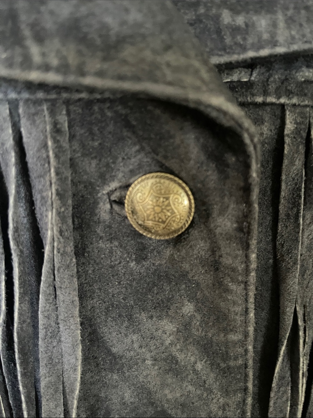 NorthStyle Women's Slate Blue Suede Fringe Jacket - Picture 3 of 5